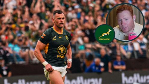 Springboks centre Jesse Kriel and an inset of Steven Kitshoff.
