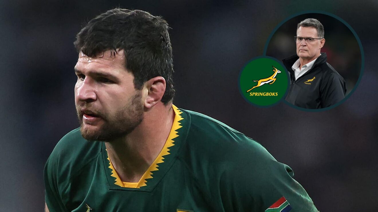 Marco van Staden and an inset of Springboks head coach Rassie Erasmus.