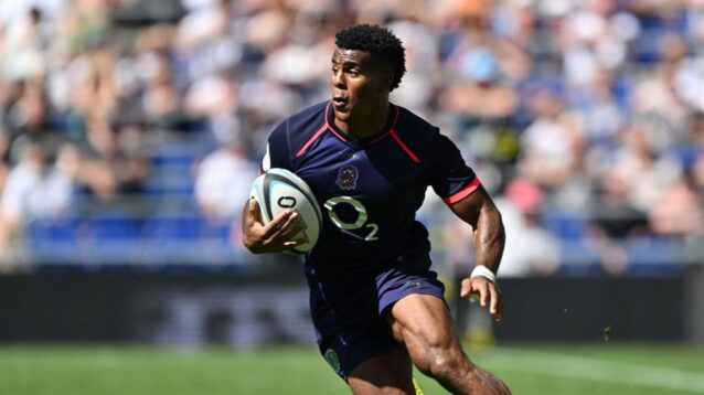 Immanuel Feyi-Waboso carrying the ball into contact v Fiji in 2026