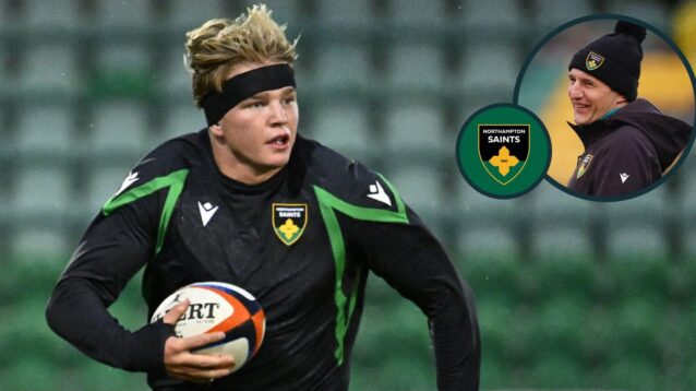 A two layered image of Henry Pollock and Phil Dowson
