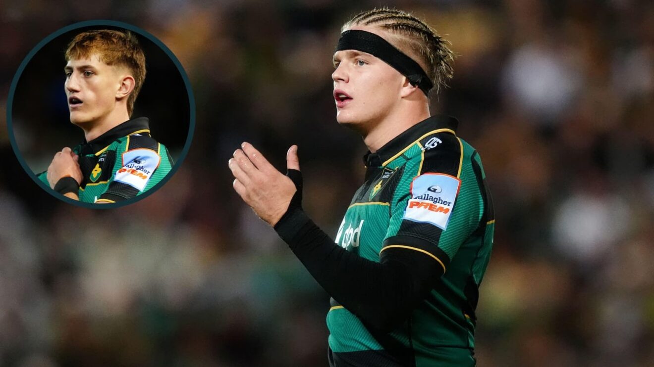 Northampton Saints forward Henry Pollock and an inset of James Pater.