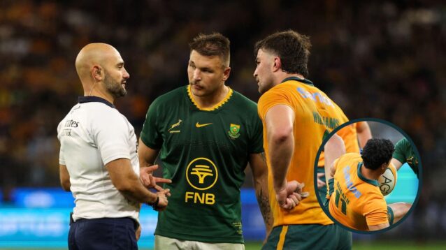 two layer image of Wallaby and Springbok rugby