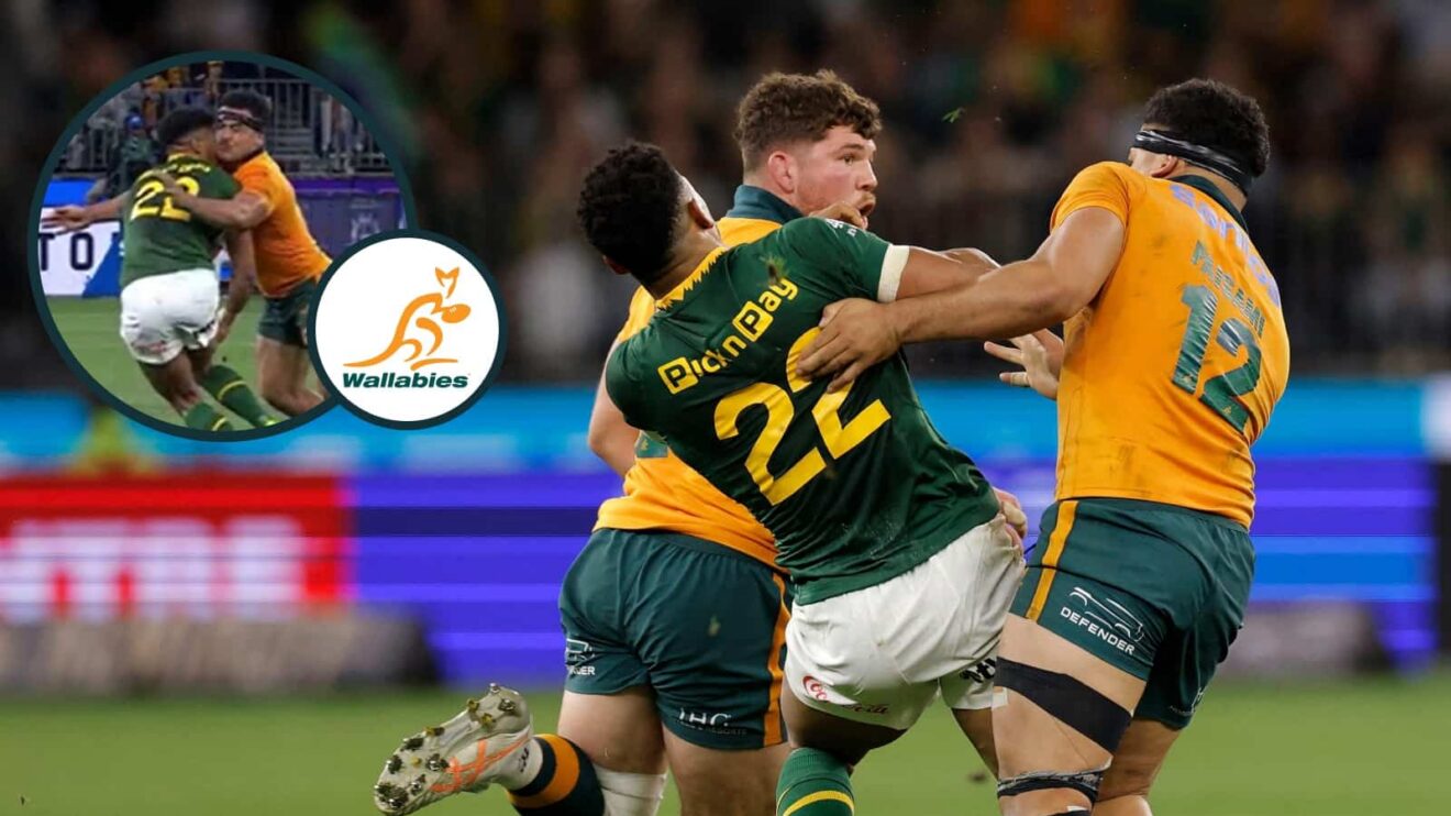 Hunter Paisami's tackle on Sacha Feinberg-Mngomezulu.