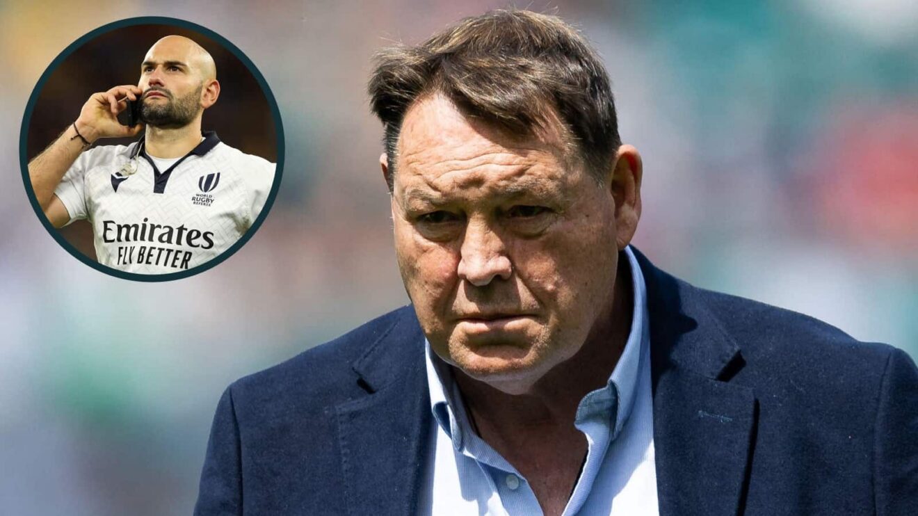 Sir Steve Hansen and an inset of referee Andrea Piardi
