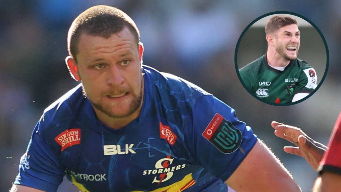 Stormers hooker Andre-Hugo Venter and an inset of James Grayson.