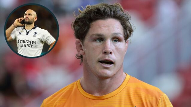 Wallabies legend Michael Hooper and an inset of Andrea Piardi.