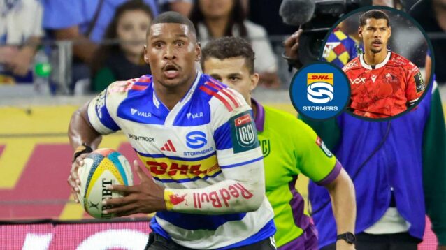 Stormers and Springboks full-back Damian Willemse and an inset of scrum-half Haashim Pead.