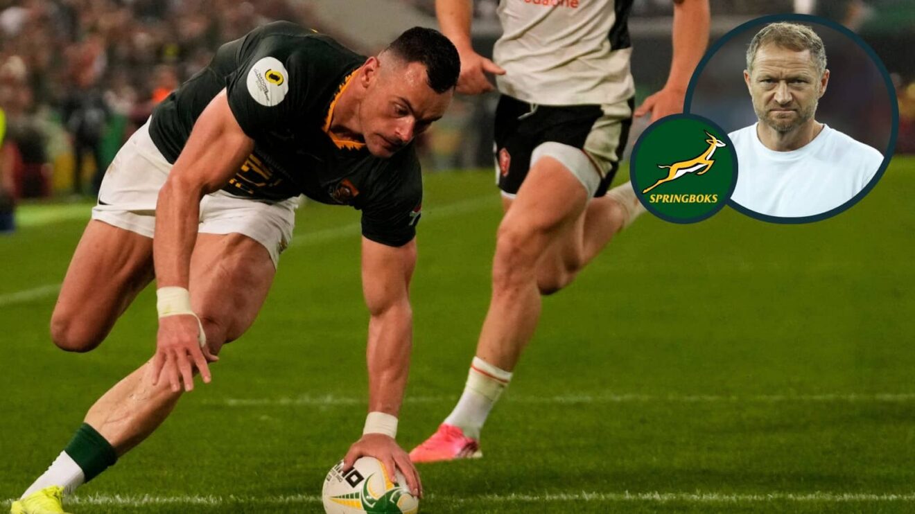 Jesse Kriel scoring a try for the Springboks and attack guru Tony Brown (inset).