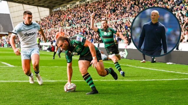 Ollie Sleightholme scored three of Northampton Saints' eleven tries on Saturday.