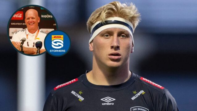 Sharks lock Corne Rahl and an inset of Stormers director of rugby John Dobson.