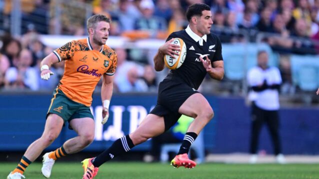 Josh Moorby of the All Blacks during the Bledisloe Cup Test match between the Australian Wallabies and the New Zealand All Blacks at Accor Stadium in Sydney