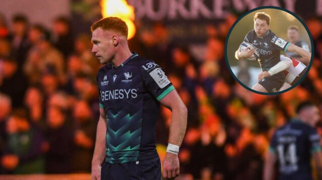 Ciaran Frawley and Daniel Ryan in action for Connacht.