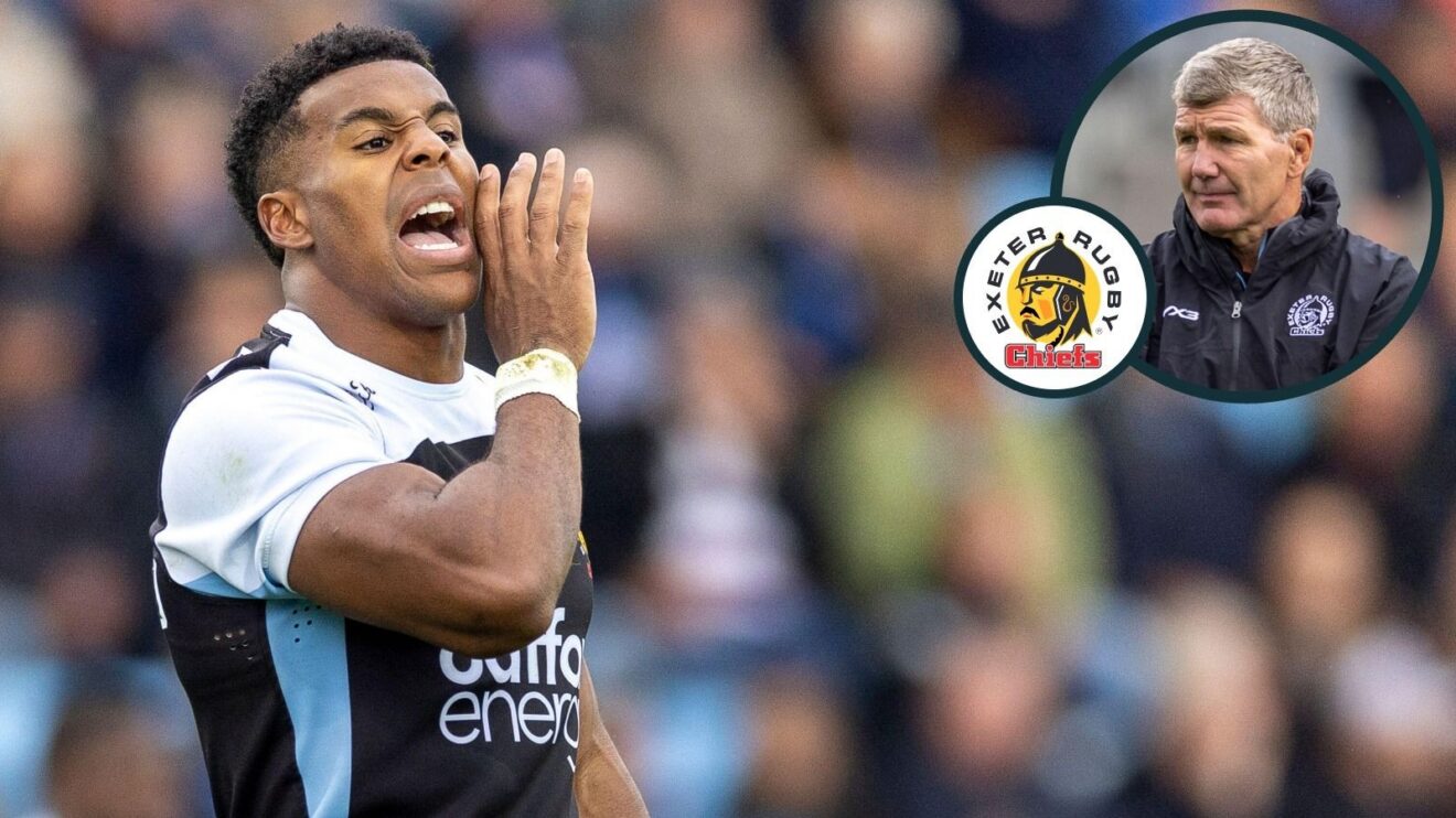 A two layered image of Immanuel Feyi-Waboso and Rob Baxter