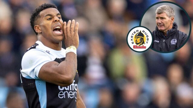 A two layered image of Immanuel Feyi-Waboso and Rob Baxter