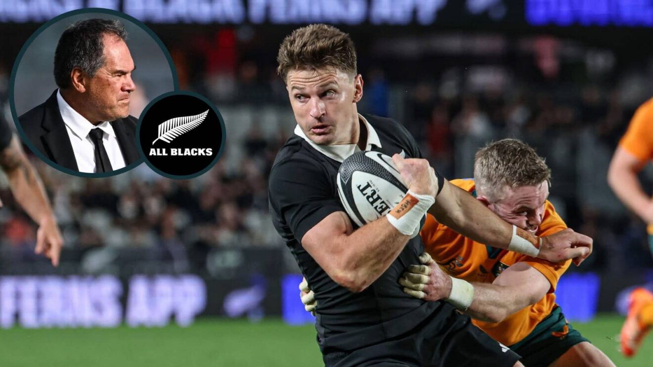 All Blacks playmaker Beauden Barrett and an inset of head coach Dave Rennie.