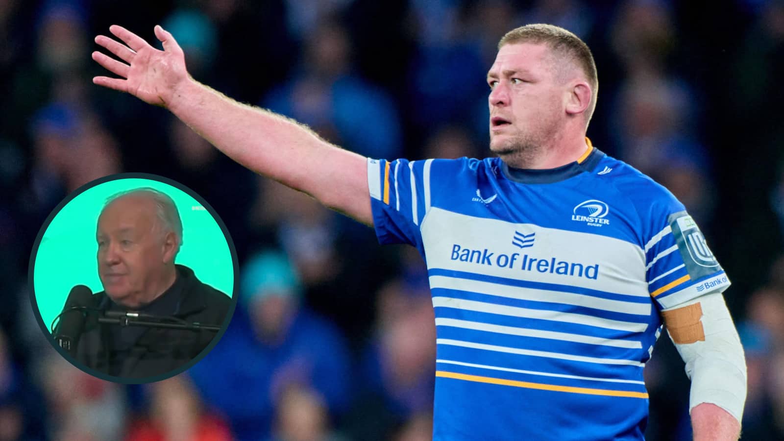 Photo: Planet Rugby Tadhg furlong of leinster and an inset of owen doyle