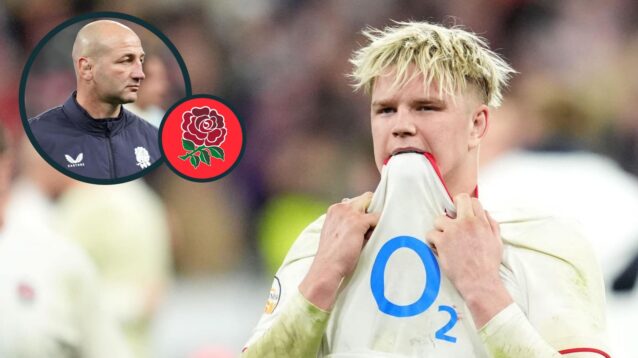 Henry Pollock in action for England and his national team head coach Steve Borthwick (inset).