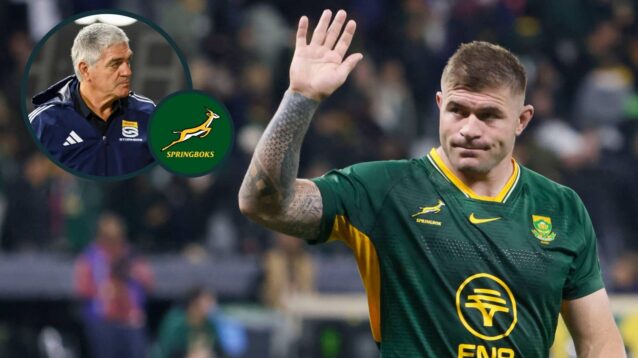 Springboks hooker Malcolm Marx and an inset of Nick Mallett.
